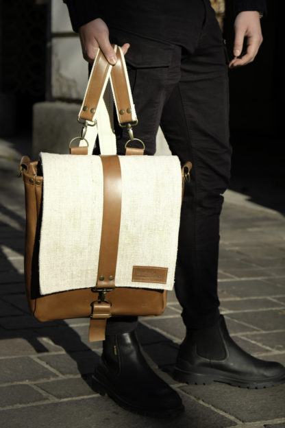 LadaLeather Leather & canvas men’s backpack