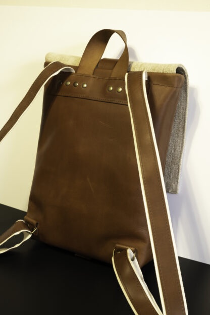LadaLeather Leather & canvas hard backpack